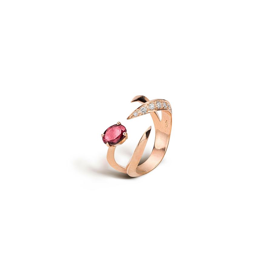 Anello 'Solis' quattro elementi in oro rosa e tormalina SOLIS | AN4 1TORM PVRO CT.0,60 + 0,30